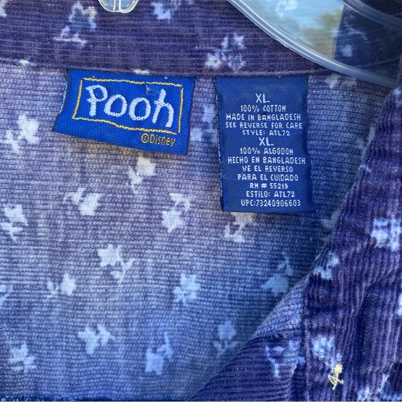Vintage Pooh Disney Corduroy Long Sleeve Button Down Shirt Tigger Embroidered XL - Picture 4 of 5